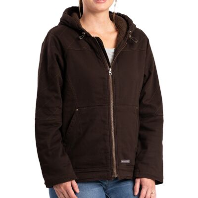 Ladies' Sherpa-Lined Twill Hooded Jacket Thumbnail