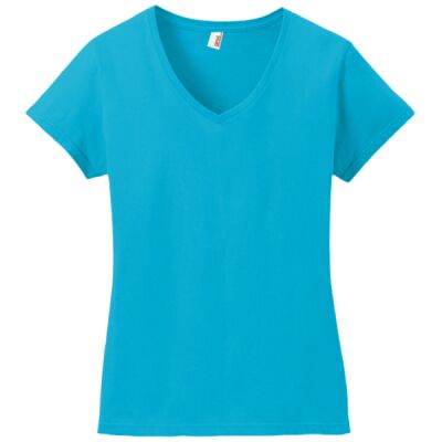 Ladies 100% Combed Ring Spun Cotton V Neck T Shirt Thumbnail