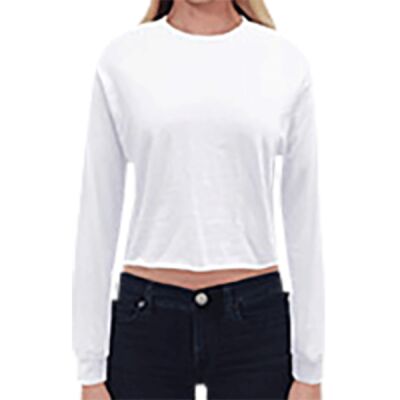 Ladies' Long-Sleeve Crop Boyfriend T-Shirt Thumbnail
