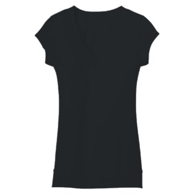 Juniors Cotton/Spandex Banded V Neck Tee Thumbnail