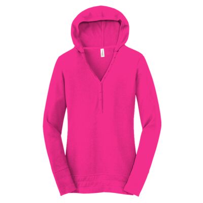 Juniors Long Sleeve Thermal Henley Hoodie Thumbnail
